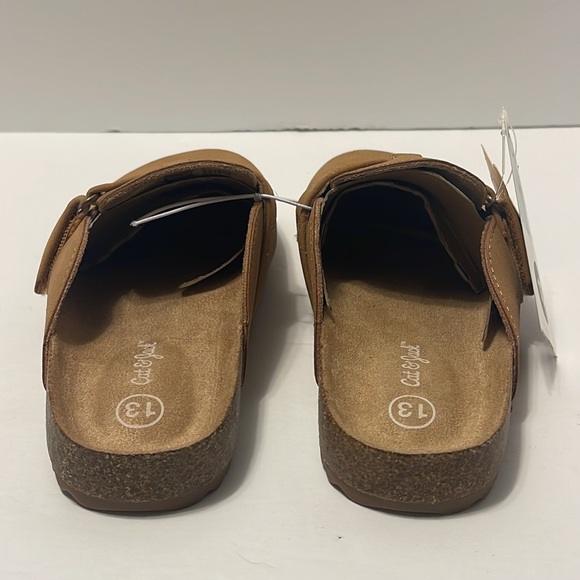 Little Girl’s Size 13 Cognac Brown Slip On Closed Toe Footbed Clogs - Picture 4 of 7